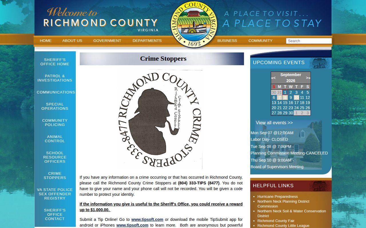 Richmond County Crime Stoppers warrant-tip information