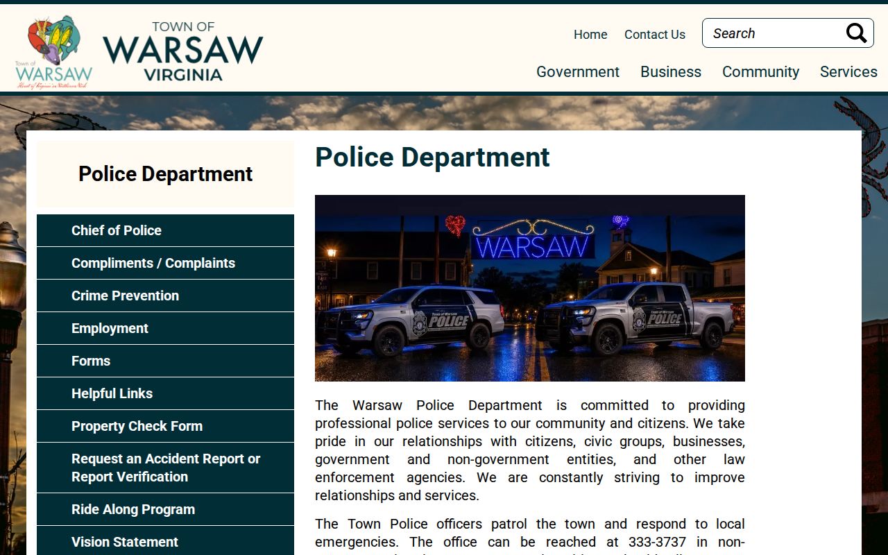 Richmond County Warsaw Police Department arrest-record context